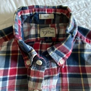 Jcrew mens slim small plaid shirt red white blue